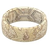 ThunderFit Silicone Wedding Rings for Men, Breathable Printed Design Rubber Engagement Bands 8mm Wide 2mm Thick (World Map - Size 13-13.5 (22.90mm))