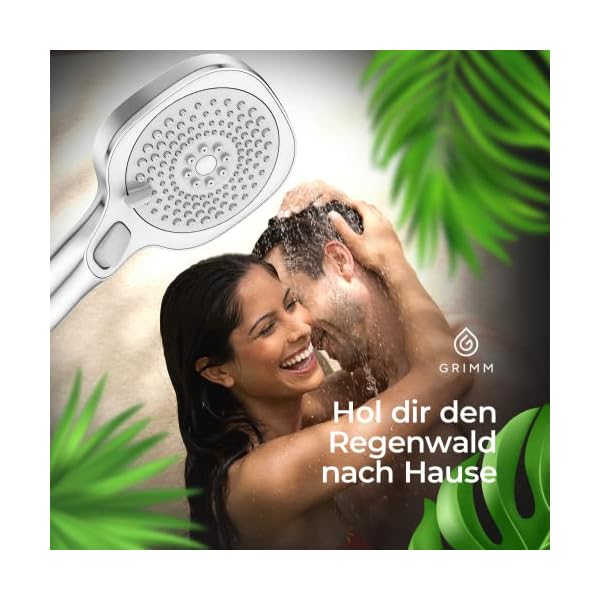 Grimm Duschkopf wassersparend | Regendusche | Wassersparender-Duschkopf [Wasserstopp-Funktion] | Antikalk | Duschbrause… – Bild 10
