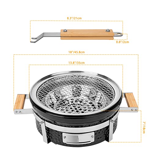 Onlyfire Round Tabletop Ceramic Clay Stove Portable BBQ Charcoal Grill,Portable Tabletop Grill for Outdoor,Indoor Cooking,Outdoor Camping and Garden
