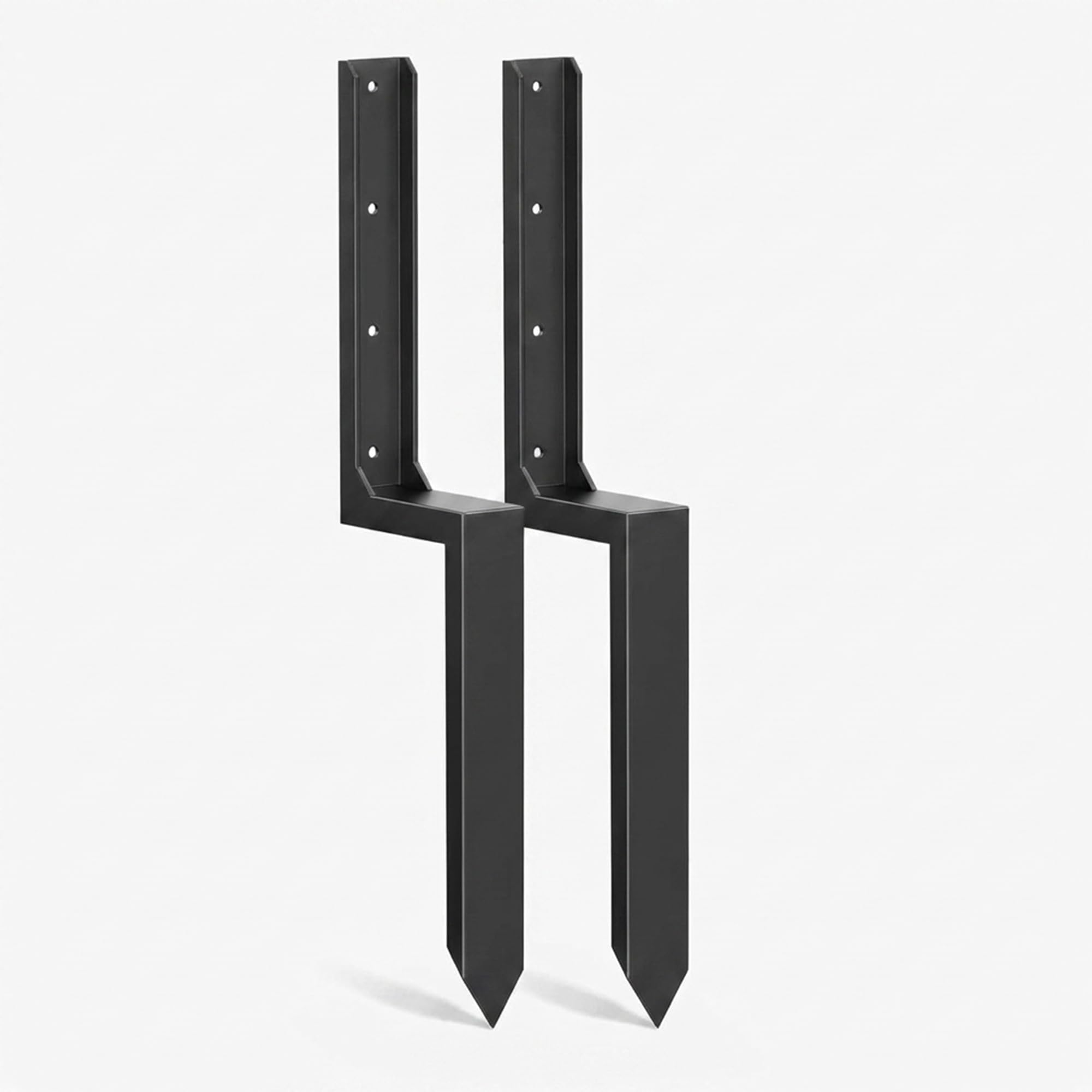 Nicoman Metal Fence Post Support Brackets, Pre-Formed Ready-to-Install, Ground Anchor Spikes, Heavy Duty Steel, Outdoor Garden Fence Support Stakes (Pack of 2)