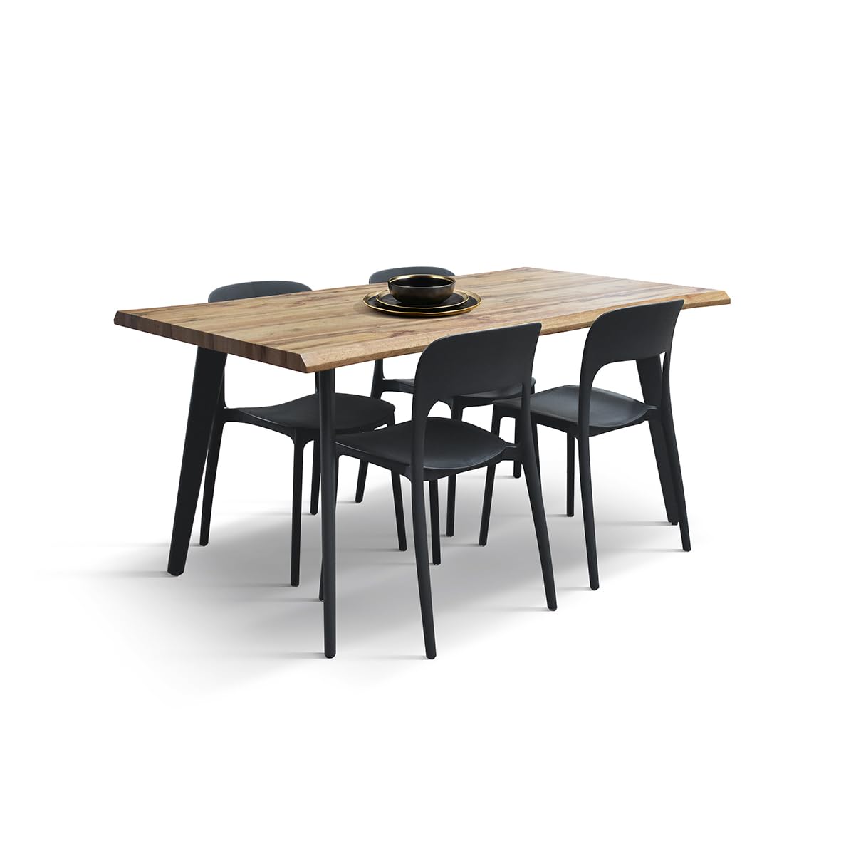 PAZZO DESIGN Tavolo Fisso Dario, Piano in MDF, Gambe Metallo Nere, Rovere, Cucina, Sala da Pranzo, Soggiorno, Ufficio, 160 x 90 x 76 cm
