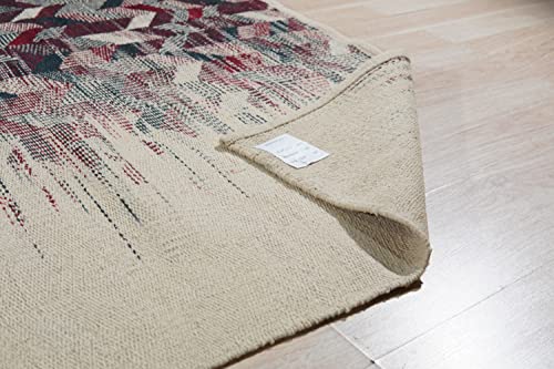 Eorc Sm001Mu4X6 Hand-Knotted Wool Modern Flat Weave Rug, 4' X 6', Multi #TOP3