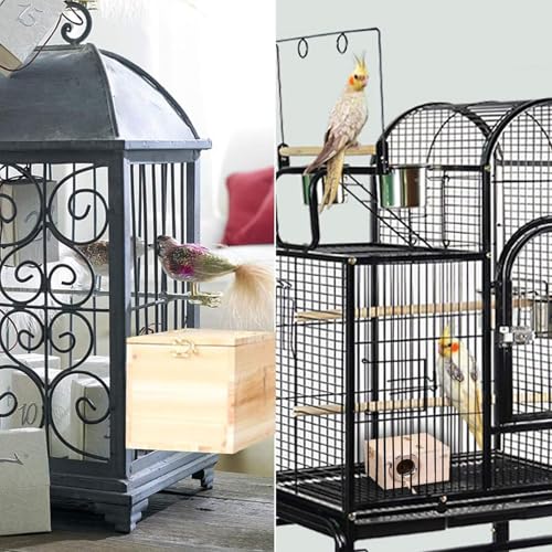 Image of Parakeet Nesting Box, Bird Nest Breeding Box Cage Wood House for Finch Lovebirds Cockatiel Budgie Conure Parrot (M:9.8 inchx5.1 inchx5.3 inch)