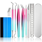 13 Pieces Weeding Silhouette Tools Kit, Craft Vinyl Weeding Tools Lettering Vinyl Tool Kit Stainless Steel Silhouette Accessories Craft Knife Ruler Scraper for Crafts DIY Paper Cameo