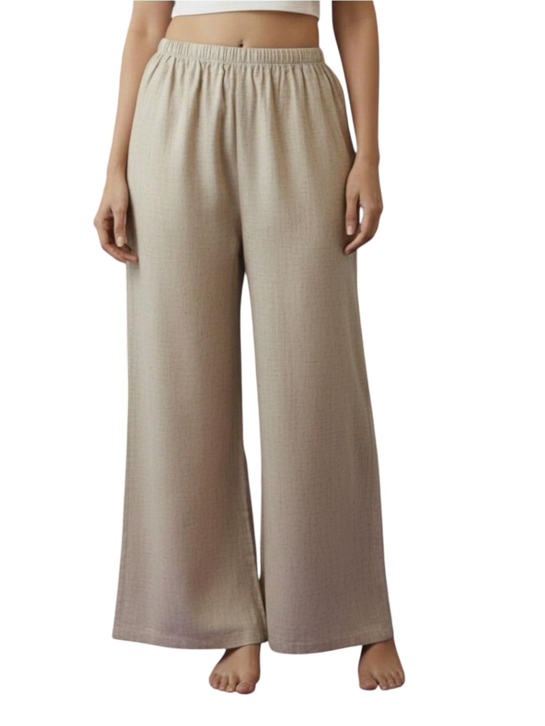 kryptic Women’s Pure Cotton Solid Pyjama | Mid-Rise Relaxed Baggy Fit Flared Full-Length Lounge Pant with Elasticated Drawstring Waistband & Side Pocket | Comfortable Casual & Nightwear-picture-24