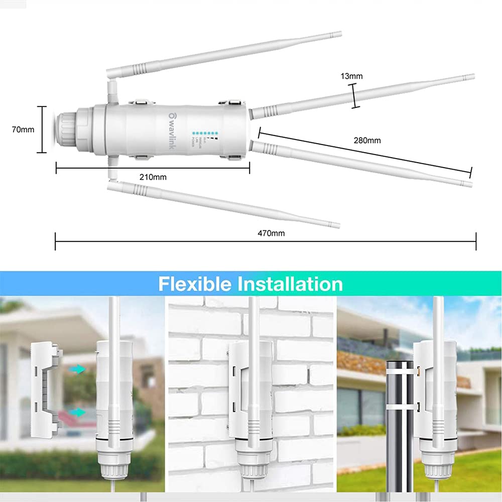 WAVLINK Outdoor WLAN Access Point, Dual Band Verstärker(867Mbit/s 5Ghz, 300Mbit/s 2,4GHz) für Garten/Indoor, WLAN Repeater/WLAN AP/EverythingMesh Agent Modus, wetterfestes Gehäuse