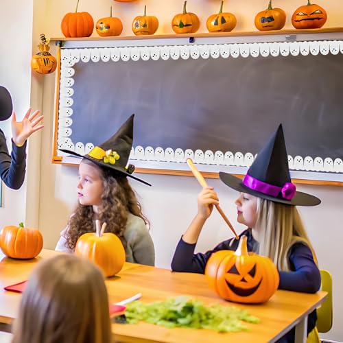 Image of Whaline 65.6Ft Halloween Bulletin Board Border Glitter White Ghost Die Cut Trim Border Roll for Spooky Chalkboard Wall Decor