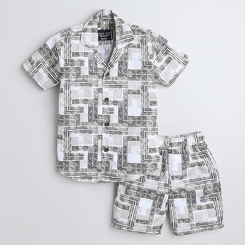 Image of POLKA TOTS 100% Cotton Co-Ord Set for Boys | Half Sleeve Shirt & Shorts Beach Outfit for Kids | Ultra-soft & Breathable Summer Clothes for Toddler & Baby Boy | Casual Dress & Printed Nightwear Set