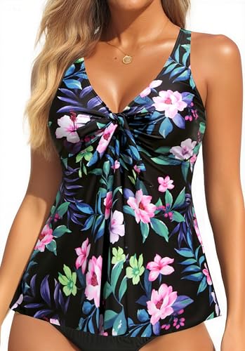 Image of Yonique Women's Flowy Tankini Top - Modest Swim Top with Loose Fit, No Bottom