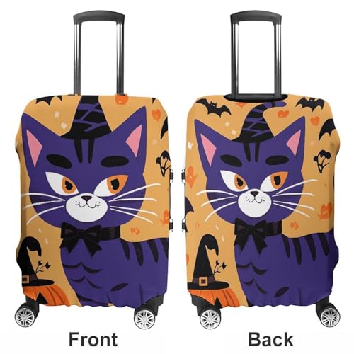 Halloween Cat Luggage Covers Tsa Approved Suitcase Cover Elastic Washable Luggage Sleeve Carry on Cover Protector Anti-Scratch Suitcase Protector Fits 19-30 Inch Case(XL)3