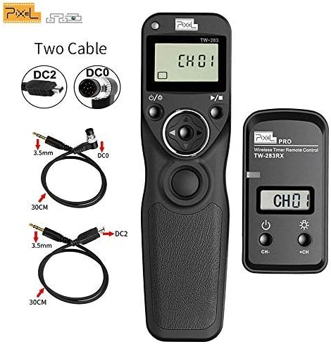 Pixel TW-283 DC0/DC2 LCD Wireless Shutter Release Timer Remote Control for Nikon Z6 Z7 D3100 D3200 D3300 D5000 D5100 D5200 D5300 D5500 D90 D800 Series D810 Series 1D SeriesD7000 D7100 D7200 D600 D610