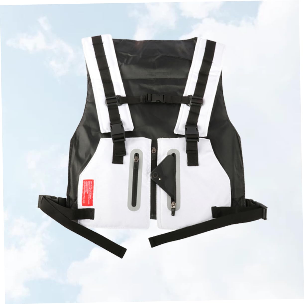 UKCOCO Gilet Réfléchissant Multifonction Blanc en Tissu pour Homme