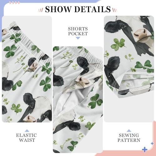 Farm Cow Clover Pajama Pants Watercolor Pajama Bottoms Soft Sleep Pjs Lounge Pants S4