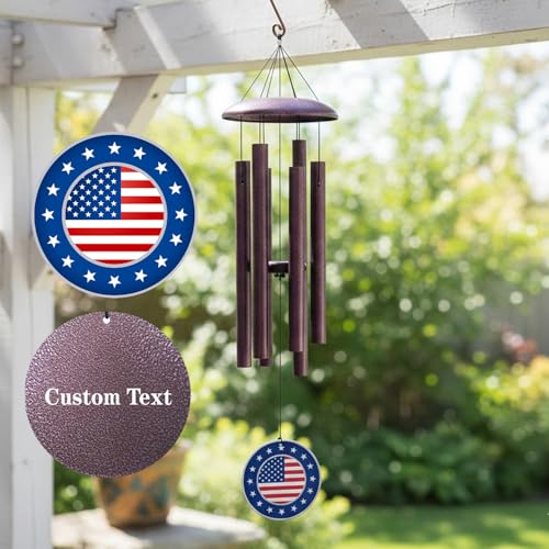 Image of Personalized Wind Chimes for Memorial Retire, Deep Tone 30 inch /36 inch /45 inch Wind Chime Custom Gifts for Soldiers Police Officers, Memory Day Gift for Dad Mom Garden Decorate