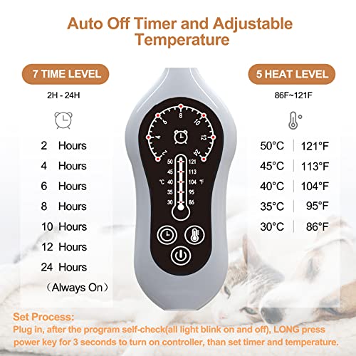 Dirextyk Pet Heating Pad For Dog Cat Temperature Adjustable Heated Cat Mat House Bed Warmer With Timer Chew Resistant Cord Waterproof Heating Blanket For Puppy Kitten(15X18``,Purple) #TOP1