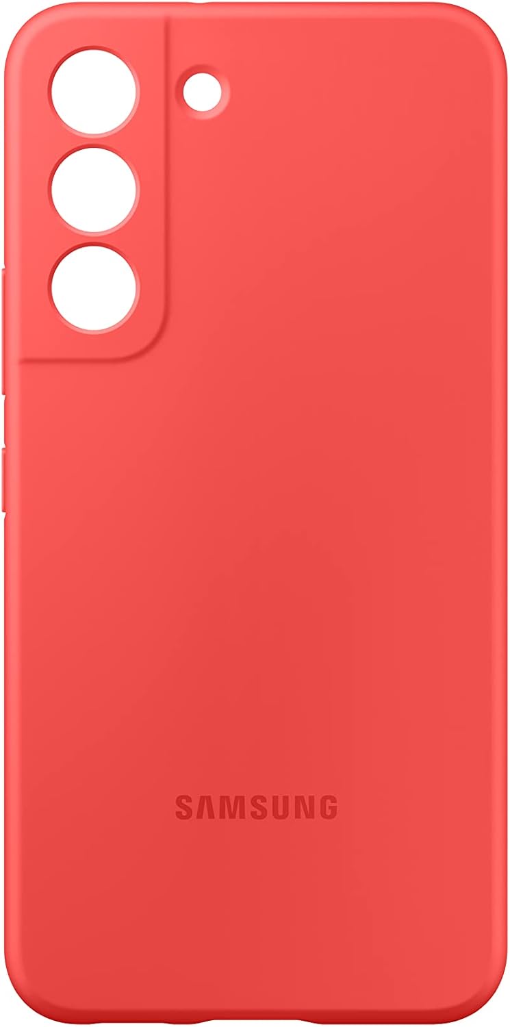 Samsung Galaxy S22 Silicone Cover, Protective Phone Case, Soft, Sleek Protection, Slim Design, Matte Finish, US Version, Coral, (EF-PS901TPEGUS)