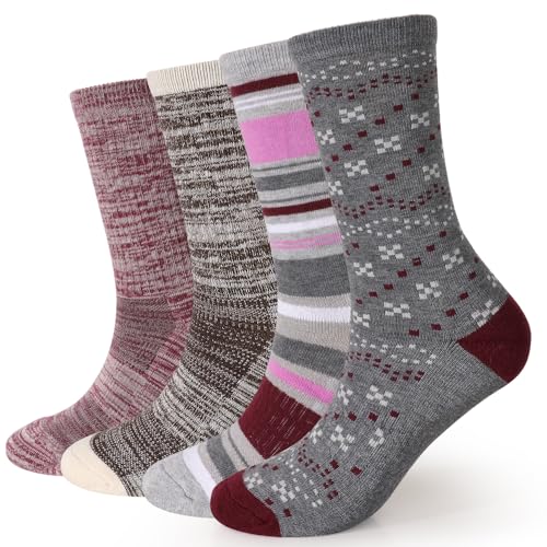 Image of EnerWear 4 Pack Women's Merino Wool Outdoor Hiking Trail Crew Sock