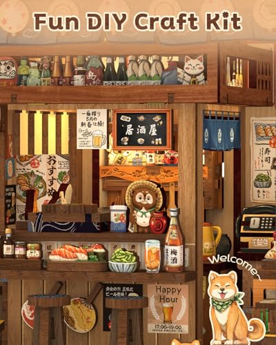 Image of CUTEBEE Book Nook Kit for Adults - Japanese Izakaya Miniature Doll House, 3D Wooden Puzzle, Booknook Book Shelf Decor Creative Gift Idea (Choshi no Shitamachi)