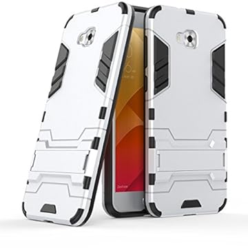 Capa para Asus ZenFone 4 Selfie ZD553KL (5,5 polegadas) 2 em 1 à prova de choque com recurso de suporte Capa protetora híbrida de camada dupla Armor Defender (prata)