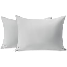 TILLYOU Toddler Pillowcase 2 Pack with Zipper,Silky Soft Microfiber 13" x 18" Kids Travel Pillow Cases,Gray