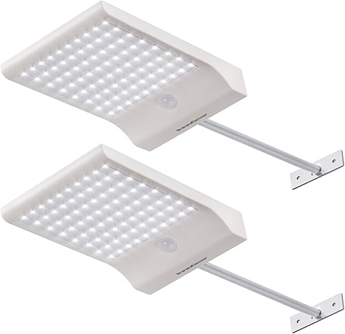 InnoGear Luces solares para exteriores, 80 luces LED de montaje en pared con sensor de movimiento, 4 modos de funcionamiento, IP65, impermeable, 450