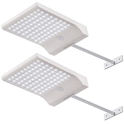 InnoGear Solar Gutter Lights Wall Sconces with Mounting Pole Outdoor Motion Sensor Detector Light Security Lighting for Barn Porch Garage, Pack of 2