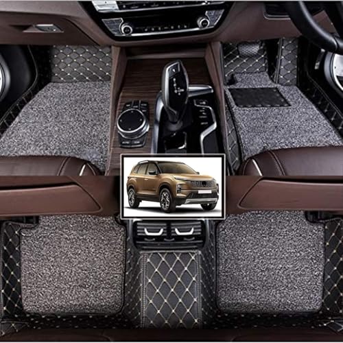 Image of Vahan Expo Premium 7D Car Mat Full Set for TATA Safari Simplified X-Series (2025) || Luxury Leather Double-Stich 7D Car Floor Mat Complete Set || 100% Waterproof and Washable || Black