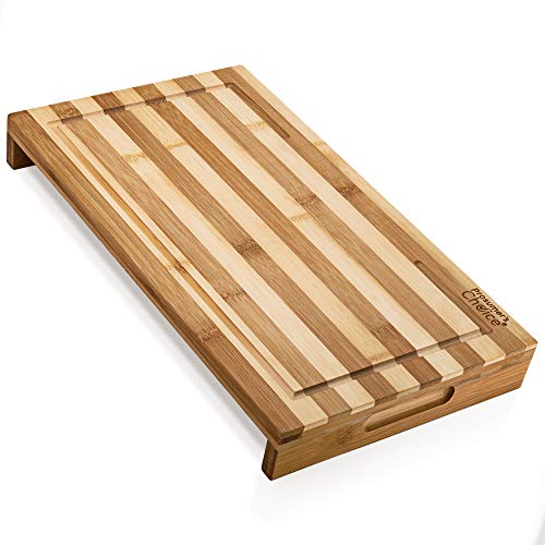 Prosumer's Choice Dual Purpose Bamboo Cutting Board and Serving Tray for Party Snacks