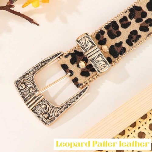 Leopard Western Belt for Women Cowgirl Cowboy Leather Belt Fashion Lady Waist Belt for Jeans Pant Dress3