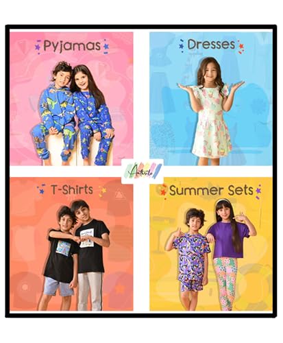 Image of Anthrilo Pure Cotton Printed Pyjama Set for Girls | Sleepwear | Night Suit, Night Wear | Long Sleeves T-Shirt & Pyjama | Regular Wear | 0-14 Years