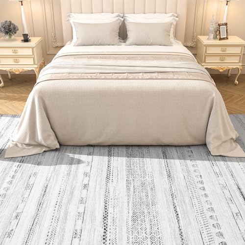 4x6 Area Rugs for Living Room Machine Washable Rug Distressed Indoor Carpet Neutral Moroccan Boho Rug Ultra Soft Area Rug for Bedroom Dining Room Playroom Office, Black