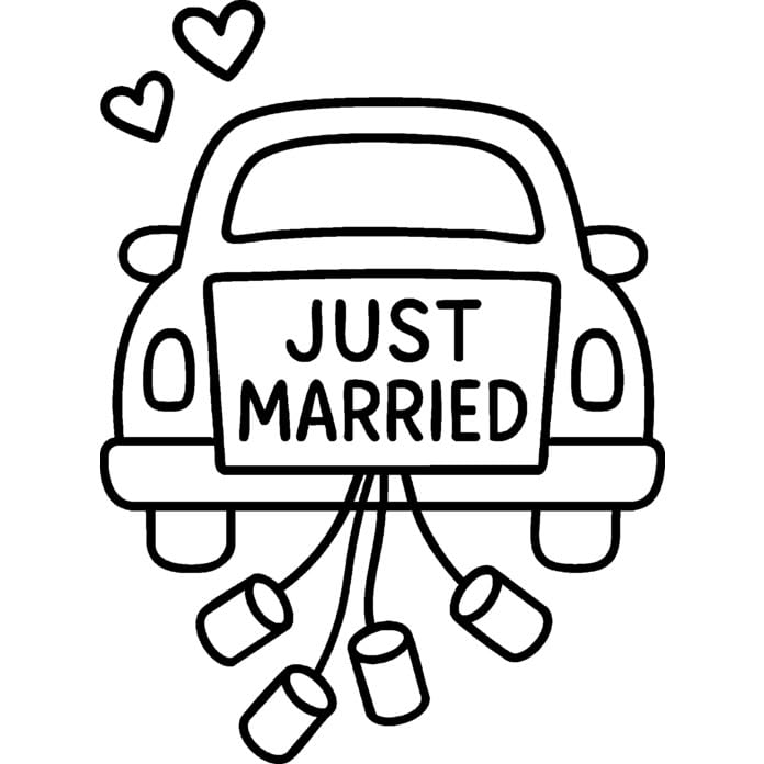 Azeeda 'Just Married Car' Unmounted Rubber Stamp - A7 (RS00062169)