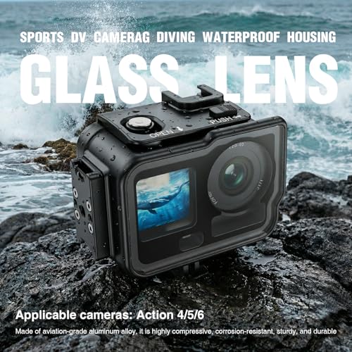 Image of Aluminum Alloy Waterproof Housing Case for DJI Action 4 /5 /6, 60 Meter Diving Protective Shell with Tempered Glass, Magnetic Quick Installation, Black Metal (Without Handle)