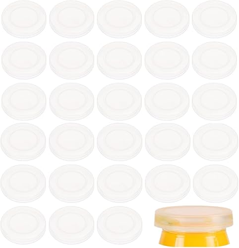 BENECREAT 48 tapas para tarros de yogur de 2 pulgadas, tapas de botellas de plástico transparente compatibles con tarros de yogur Oui para