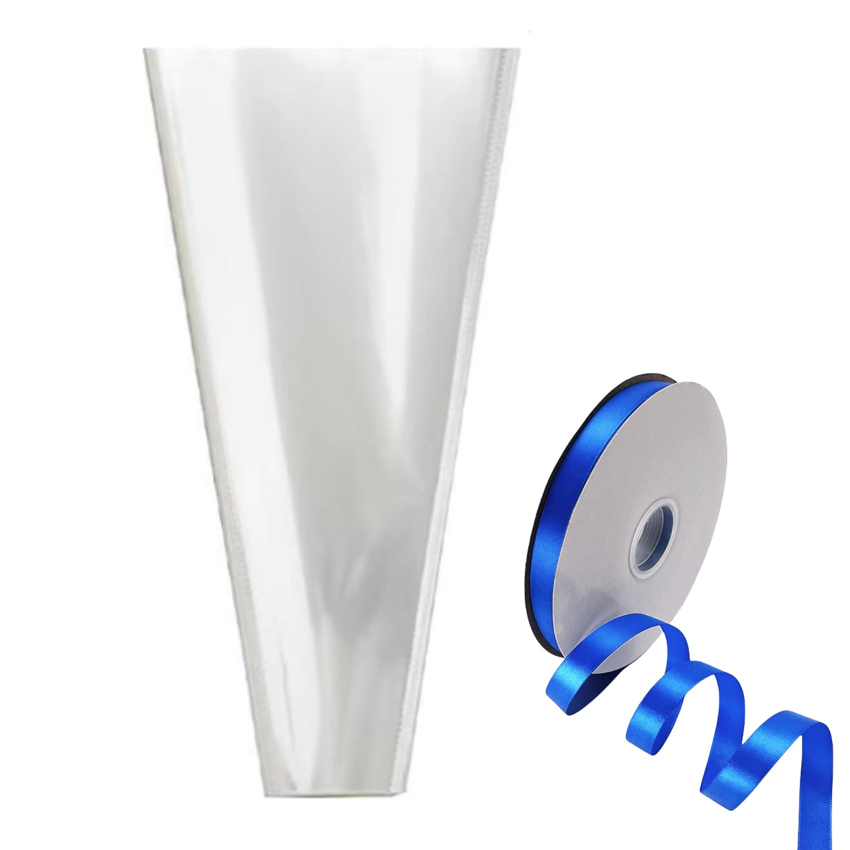 50Pcs Transparent Flower Packaging Bags Clear Flower Bouquet Bags Rose Packaging Bag Plastic Wrapping Transparent Cellophane Gift Wrap Cellophane