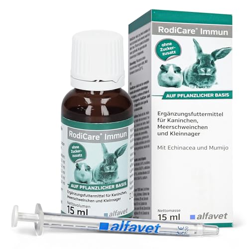 alfavet RodiCare Immun, renforcement du système immunitaire pour Lapins, cochons d'Inde et Petits rongeurs, complément Alimentaire, 15 ML, seringue doseuse