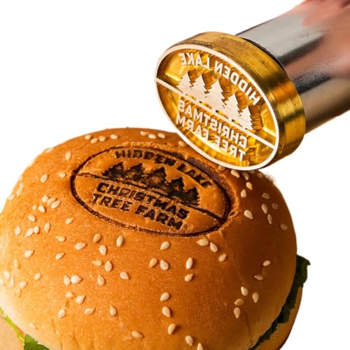 Sello de hamburguesa personalizado, hierro de marca con latón de alta calidad, logotipo personalizado, sello ardiente para hamburguesa, filete, barbacoa, coco y pastel, marca de logotipo personalizado