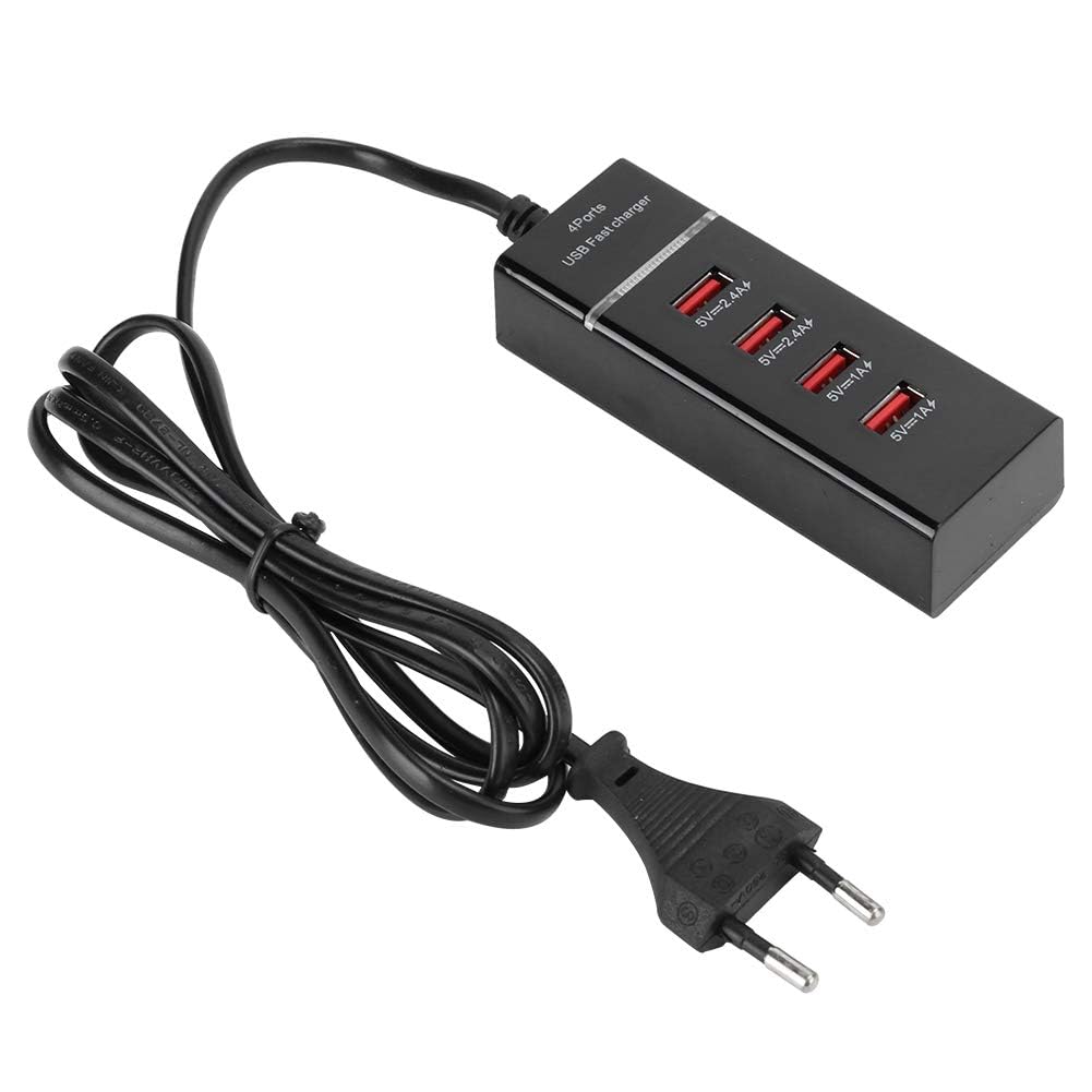 Dpofirs USB-Verlängerungskabel, 4 Anschlüsse USB-Handy-Schnellladegerät, universeller 3A-Kabelladegerät-Desktop mit Schaltkreisschutz für Büros, Familien, Geschäftsreisen(Schwarz)