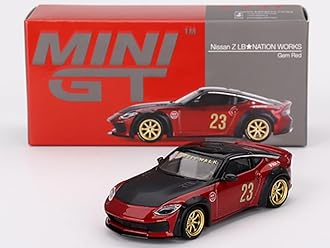 Z LB Nation Works #23 Gem Red Metallic with Black Top and Hood with CLDC Magazine Special Edition Issue 1/64 Diecast Model Car by Mini GT MGT00737-BOOK-ENG