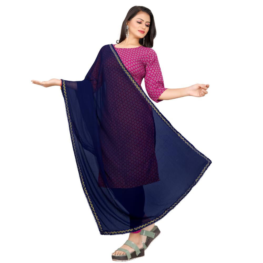 Dupatta for Women | Universal Size Scarf for Women | Stylish Printed Chunni | Soft & Skin-Friendly Stole/Lace Cotton Dupatta for Girls with Tassel Work | Comfortable for All Sessions