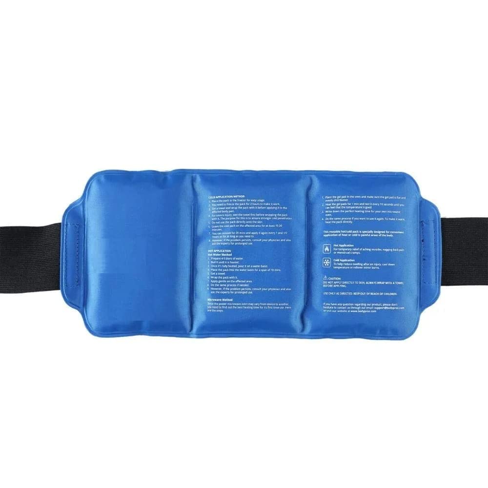 Klever Zone Pain Relief Hot & Cold Reusable and Flexible Gel Ice Pack with Strap Heat Wrap for Back, Waist, Shoulder, Neck, Ankle and Hip, Blue Color 1 Pcs.