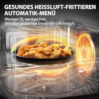 Toshiba 6-in-1 Microonde Combinato con AirFry, 26 Litri, Chef Defrost, Cottura a Vapore,10 Livelli di Potenza, Menu Automatici, Microonde 900W, Grill 1000W, Nero-MW3-AC26SFI(BK)