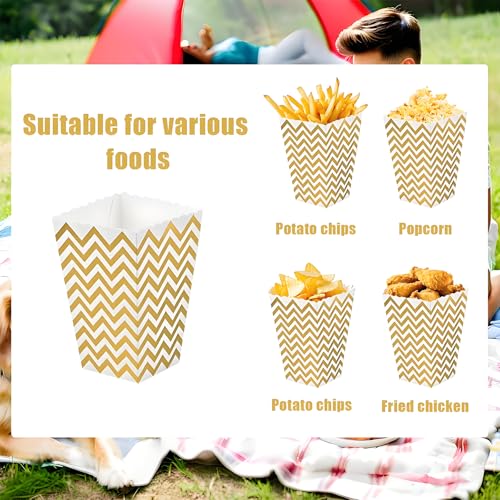 Image of Popcorn Bags for Party (40pk) Paper Popcorn Buckets pink and White Popcorn Bags for Popcorn Machine, Movie Theater Decor Popcorn Container, Carnival Circus Party Popcorn Bowl (40 Boxes small Golden)