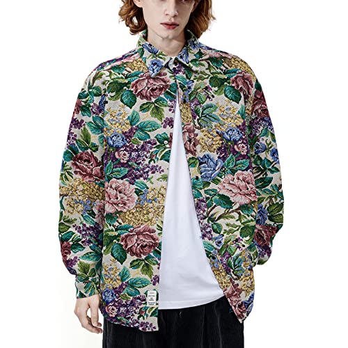 Aelfric Eden T-shirt à manches longues unisexe avec imprimé floral brodé pour homme, Multicolore, M Cover