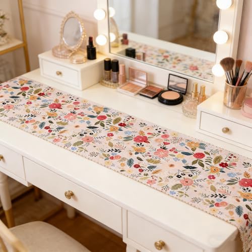 OYIMUA Boho Floral Summer Table Runner 13 x 36 Inches Colorful Flower Runners for Tables Rustic Spring Decorations for Home Indoor Outdoor Party Decor by OYIMUA - Image 4