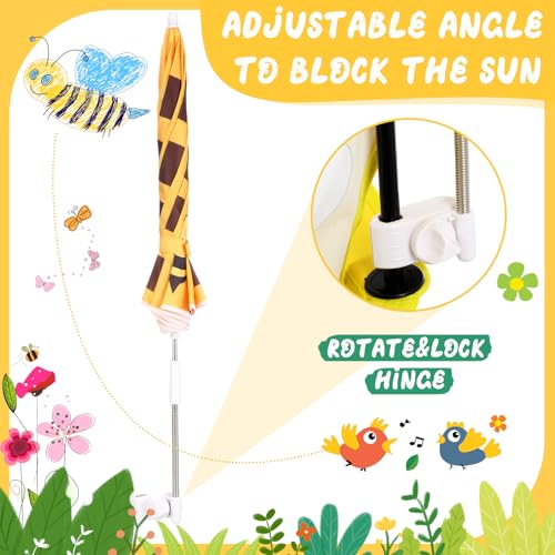 Burbell 2 Sets Kids Folding Beach Chair with Umbrella, Butterfly and Bee - image 4