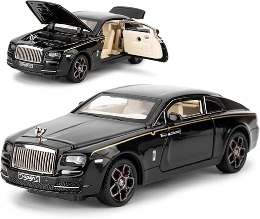 Image of 1 /32 Scale Rolls Royce Wraith Black Luxury Model Car Toy