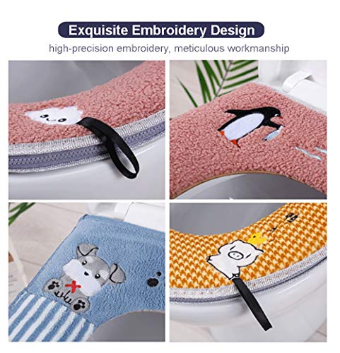 Toilettensitzbezug, Reißverschluss Wasserdichtes Antibakterielles Leder Home WC Sitzkissen Mit Aufhängeschlaufe Badezimmer Warm WC-Sitzbezüge – Bild 4