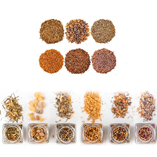 Aga's Own Kräuter zum Räuchern heimischen Kräutern Harzen Räucherhölzern Esoterik Räucherwerk 6er GeschenkSet Sandelholz, Relax, Balance, Hausreinigung, Indischer Weihrauch und Rosenblüten Weihrauch Cover