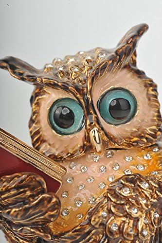 Keren Kopal Sophisticated Owl with a Book Faberge Styled Trinket Box